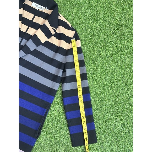Diane Von Furstenberg Duster Womens Size P Petite Striped Open Jacket‎ Designer - Picture 14 of 15